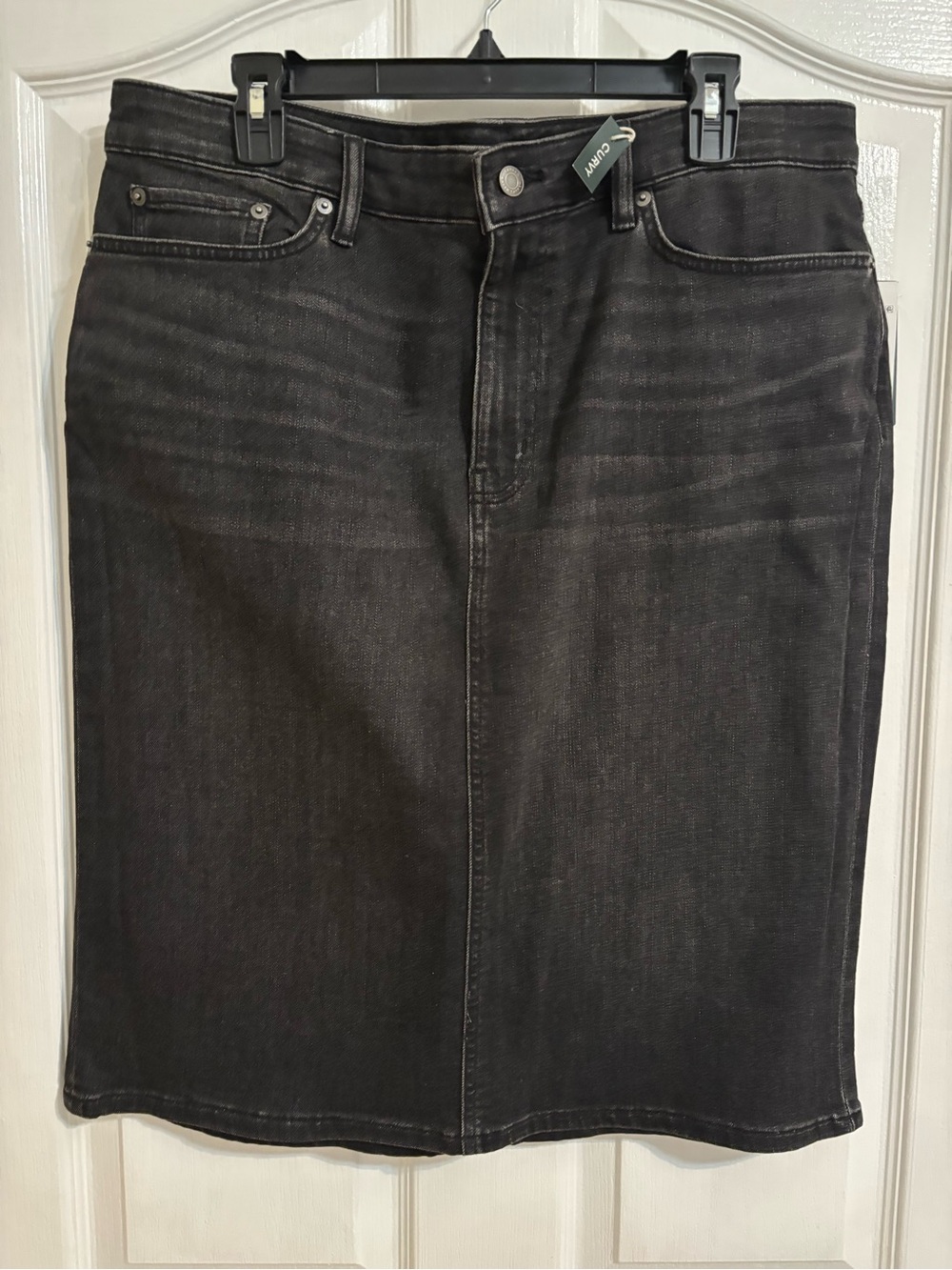 Ralph Lauren Black Denim Skirt size 16 w/ back split
